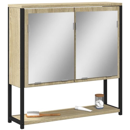 VidaXL Kopalni&amp;scaron;ka omarica z ogledalom sonoma hrast 60x16x60 cm Slike