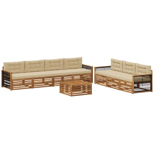 vidaXL Zunanja garnitura za sedenje z blazino 8 pcs Naravna in bež, (5000280108) Cene