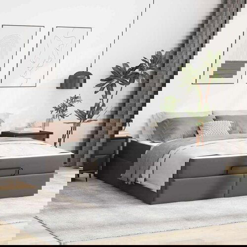  Posteljni okvir z vzmetnico Siva 140 x 200 cm Umetna koža Cene