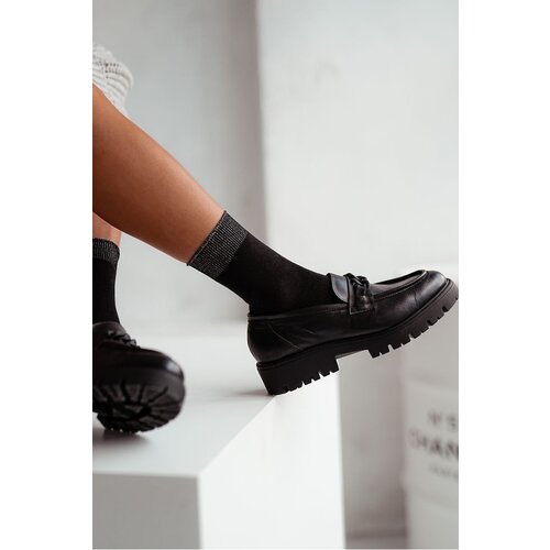 Milena Women's Cotton Socks With Lurex Cuff Black Cene