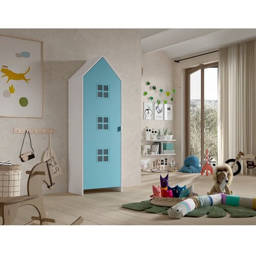 Vipack bijelo-plava dječja garderoba od masivnog bora 37x172 cm casami bruges Slike
