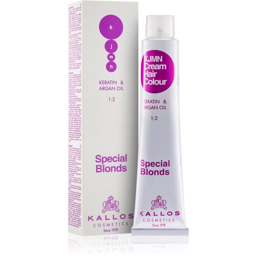 Kallos KJMN Hair Colour Keratin &amp;amp; Argan Oil Special Blonds boja za kosu nijansa 901 Ultra Light Ash Blond 100 ml Slike