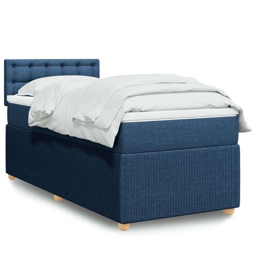 VidaXL Krevet s oprugama i madracem plavi 90 x 190 cm od tkanine Slike