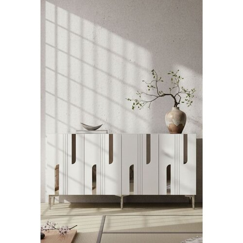 Hanah home komoda Nota 150, 150 cm, bela / srebrna Cene