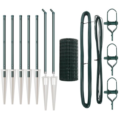 VidaXL Euro ograja s 7 klinastimi stolpi 0.4x10 m Galvanizirano jeklo zeleni Slike