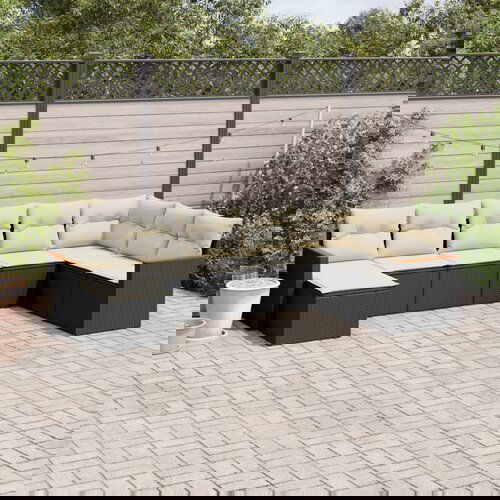 VidaXL 8-dijelni set vrtnih sofa od poliratana s jastucima crni Slike