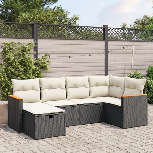 vidaXL 6-dijelni set vrtnih sofa s jastucima crni od poliratana Cijene
