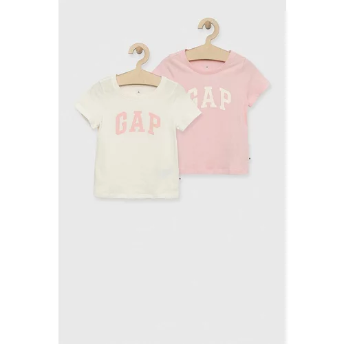 GAP Otroška bombažna kratka majica 2-pack roza barva