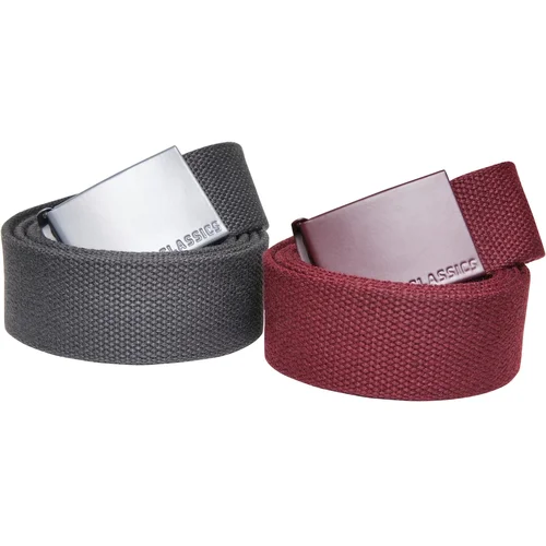 Urban Classics Accessoires Colored Buckle Canvas Belt 2-Pack bordeaux/charcoal