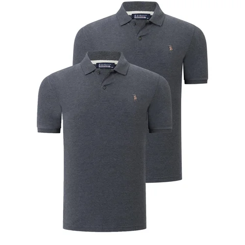 Dewberry DOUBLE SET T8561 MEN'S TSHIRT-PLAIN ANTHRACITE-FLAT ANTHRACITE