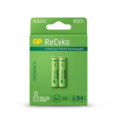 Gp ReCyko NiMH baterije za ponovno polnjenje, HR03 (AAA) 650mAh, 2 kos, (B2116) Slike