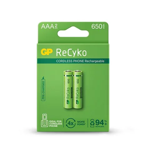 Gp ReCyko NiMH baterije za ponovno polnjenje, HR03 (AAA) 650mAh, 2 kos, (B2116)