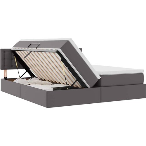  Krevet s od storage s madracem Siva 180 x 200 cm Lažna koža Slike