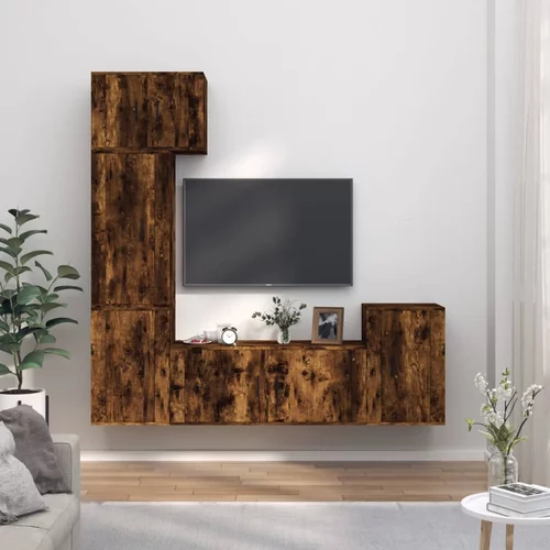 vidaXL Komplet TV omaric 5-delni dimljen hrast inženirski les