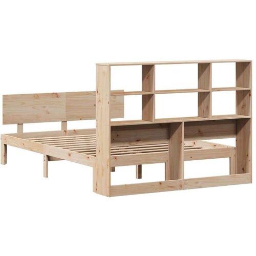 VidaXL Krevet s regalom za knjige bez madraca 120x200 cm od borovine Slike