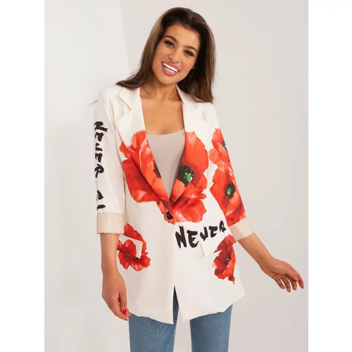Fashion Hunters Cream blazer with floral print