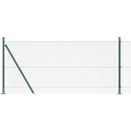 VidaXL zavarena žičana ograda s 13 flanged postova Zelena 1x100 m Čelik Slike