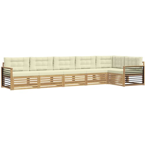 vidaXL Zunanja garnitura za sedenje 6 pcs Bela in krem Poliester, (5000281405) Cene