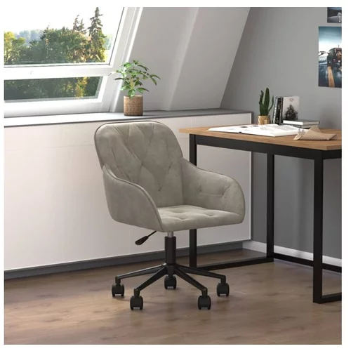  Vrtljiv pisarniški stol svetlo siv žamet