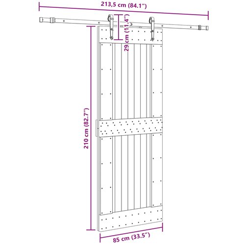  Klizna vrata NARVIK Prirodna i crna 85 x 210 cm (213,5 cm) Slike