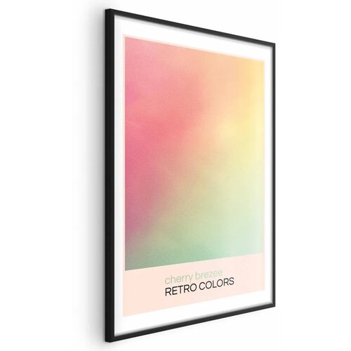  Plakat - Cherry Breeze - Pastel Gradient in Soft Retro Colors 60x90 Crni okvir s margom Cene