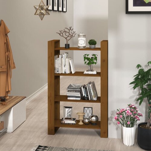 VidaXL knjižna omara/pregrada medeno rjava 80x35x125 cm trden les Slike