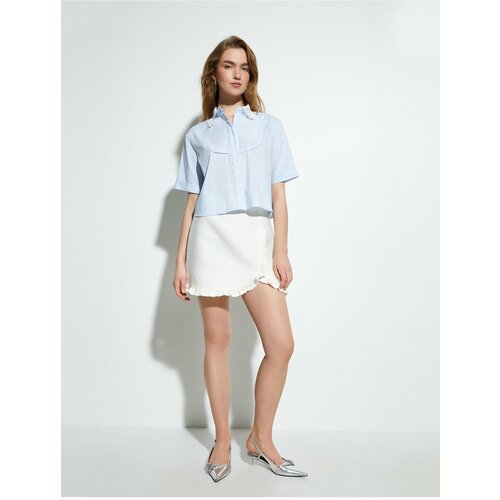 Koton Mini Tweed Skirt Frilly Normal Waist Slike