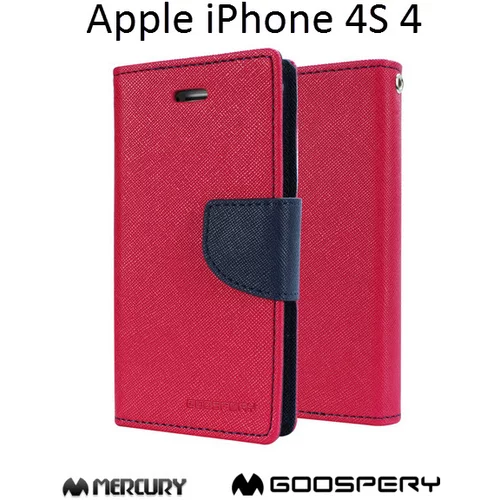  Preklopni ovitek / etui / zaščita Mercury Fancy Diary Case za Apple iPhone 4 4S - roza & modri