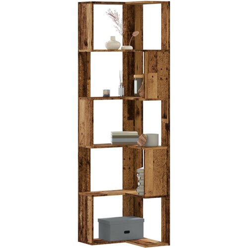  Kutni regal za knjige s 5 razine staro drvo 50x50x179 cm drveni Cijene