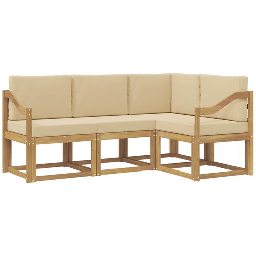 vidaXL Zunanja garnitura za sedenje z blazino 4 pcs Bela in bež, (5000281904) Cene