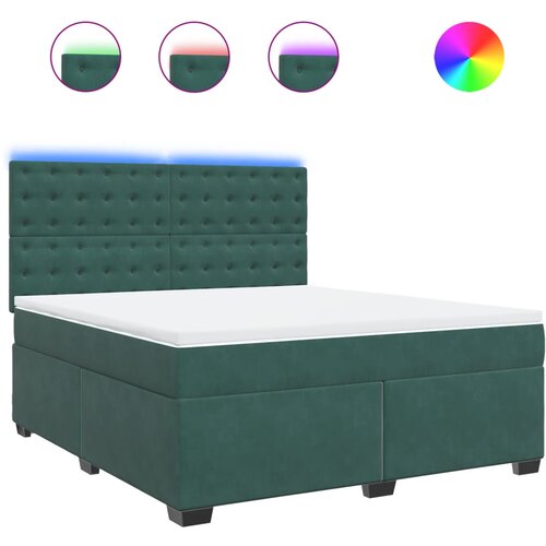 vidaXL Box spring postelja z vzmetnico temno zelena 180x200 cm žamet, (21309997) Cene