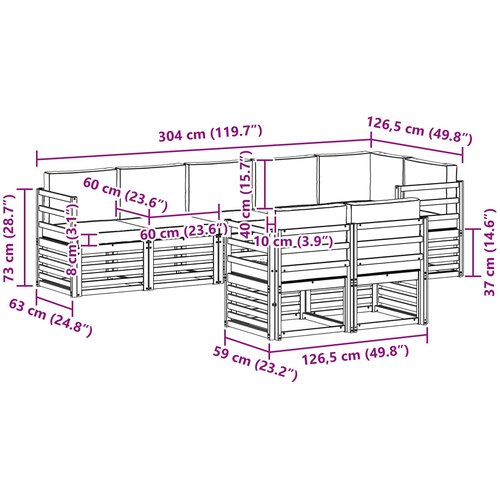  Set vanjskih sofa 8 pcs Bijela i bež 304 x 126,5 x 73 cm Slike