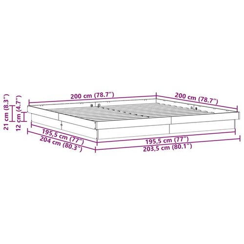  Okvir za krevet Bijelo 200 x 200 cm Čvrsto borovo drvo Slike