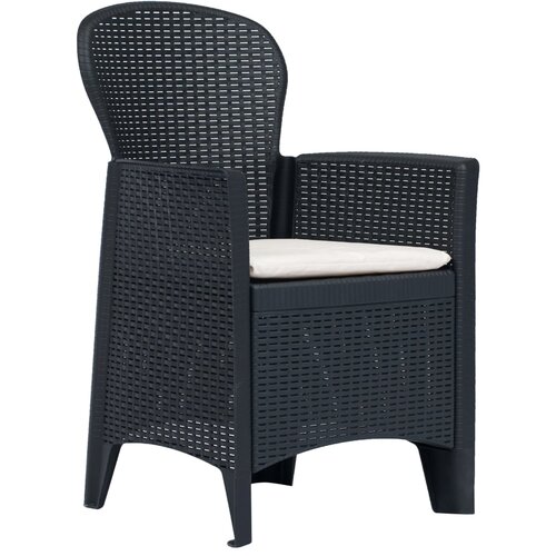 Maison Chic Vrtni stoli - Stol za vrt z blazino iz plastike 2 kosa antracitni videz ratana JS2560, (21876421) Slike