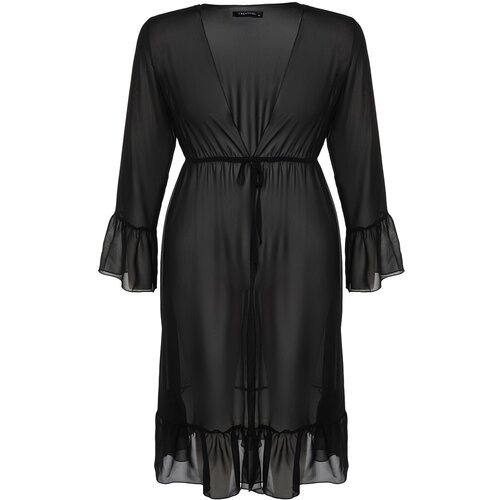 Trendyol Curve Plus Size Kimono &amp;amp; Kaftan - Black - Plain Slike