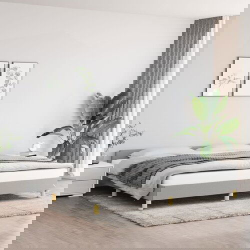 VidaXL okvir za krevet s uzglavljem svjetlosivi 200x200 cm od tkanine Slike