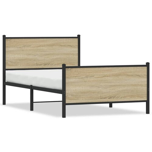 vidaXL Kovinski posteljni okvir z vzglavjem in vznožjem 100x200 cm Cene