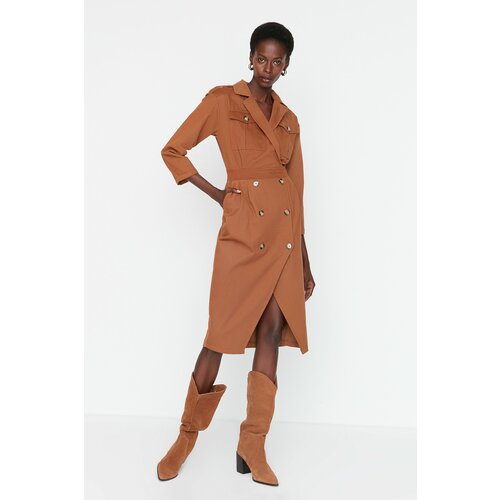 Trendyol Brown Buttoned Dress Slike