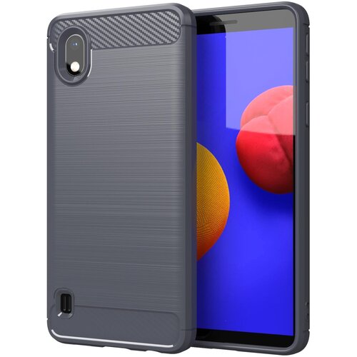 Cadorabo Ohi&amp;scaron;je, združljiv s Samsungom v krtačenem sivem - za&amp;scaron;čitnem pokrovu, narejen iz fleksibilnega silikona TPU v videzu iz nerjavečega jekla ogljika, (20599104) Slike