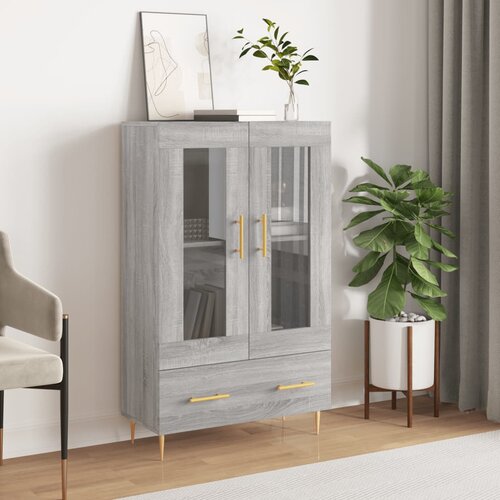  Visoka komoda siva boja hrasta 69,5x31x115 cm konstruirano drvo Slike