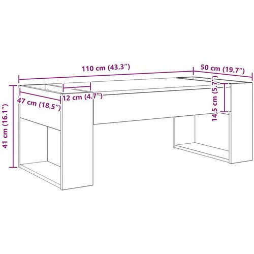  Stolić za kavu Siva Sonoma 110 x 50 x 41 cm Konstruirano drvo Slike