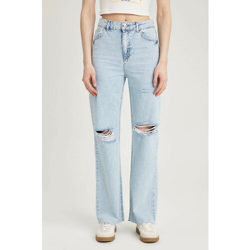 Defacto 90's Wide Leg Ripped Detailed Cropped Cut-Length Jeans Slike