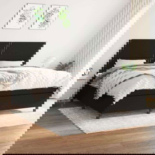  Krevet s oprugama i madracem crni 160x200 cm od tkanine Slike