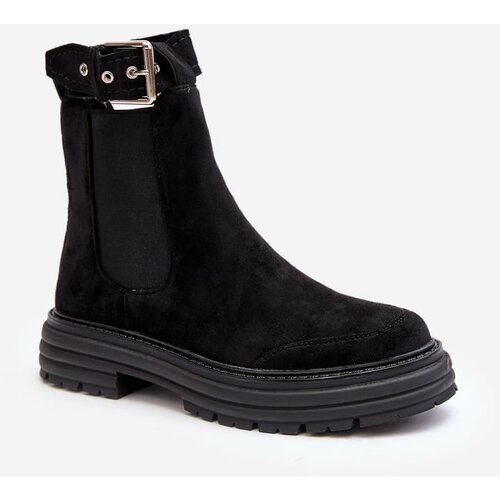 Kesi Chelsea suede boots with a massive sole, Black Ozaro Slike