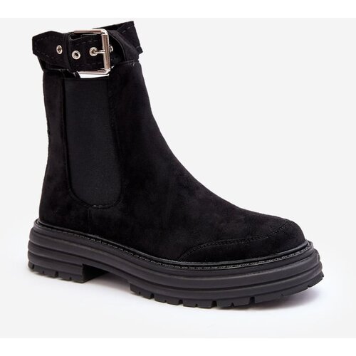 Kesi Chelsea suede boots with a massive sole, Black Ozaro Slike