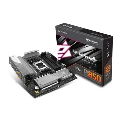 Sapphire AMD B850 AM5 NITRO+ Ryzen R9/R7/R5, 4x DDR5 8000MHz, PCIE 5, 1x M.2 Gen5, 2x M.2 Gen4, LAN 2.5 Gbps, WIFI7, USB, ATX Cene