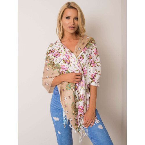 Fashion Hunters Beige scarf with a floral print Cene