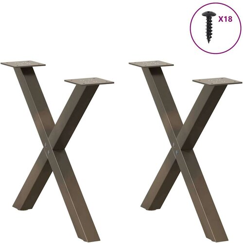  Noge za stolić X-oblika 2 kom prirodni čelik 60x(42-43)cm čelik Slike