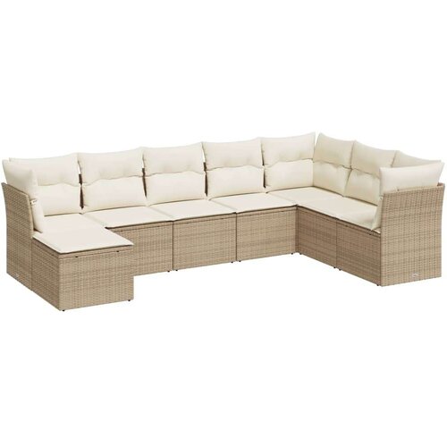 VidaXL 8-dijelni set vrtnih sofa od poliratana s jastucima bež Slike