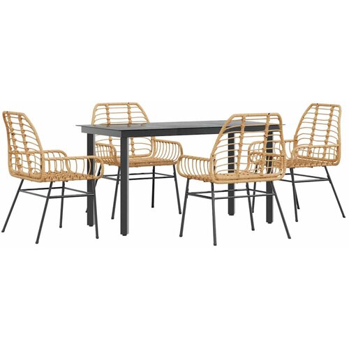 vidaXL Vrtni blagovaonski set od 5 dijelova smeđi poliratan staklo - Smeđa 140 x 70 x 74 cm 4 Cene